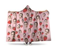 Pilou Pilou Femme Homme Pull Plaid Personnalisé Oversize en Poncho Polaire Couverture à Capuche Votre Photo de Visage Objet Personnalisable Sweat Plaid Hiver Blanket Chaud Cadeau Personnalisée