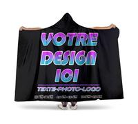 Pilou Pilou Femme Homme Pull Plaid Personnalisé Oversize en Poncho Polaire Couverture à Capuche Votre Photo Texte Objet Personnalisable Sweat Plaid Vetement Hiver Blanket Chaud Cadeau Personnalisée