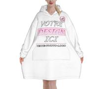 Pilou Pilou femme Personnalisable sweat plaid Personnalisé pull plaid capuche Photo de Visage Texte poncho polaire sweat a capuche couverture hiver robe de chambre oversize blanket cadeau Noël