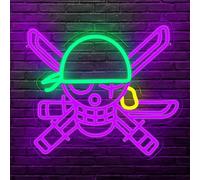 PILOYINDE One Piece Neon Roronoa Zoro Neon Sign Anime Zoro Neon Pour La Décoration Murale One Piece Néons Pour Les Fans De Zoro Décoration De Chambre Cadeaux De Noël Cadeaux Pour Hommes