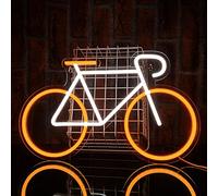 PILOYINDE Vélo néon jaune blanc néon mur décor LED signe personnalisé USB alimenté enseigne au néon pour chambre Restaurant Bar décor（16,7x10,2 inch）