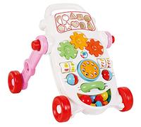 Pilsan My First Walker Déambulateur avec musique et activités amusantes telles que balles, perles, etc. Blanc/rose/rouge