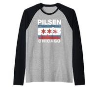 Pilsen, Chicago, Quartier, fierté, Drapeau, Ville, Horizon, Illinois Manche Raglan