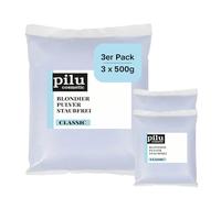 pilu cosmetic Lot de 3 poudres décolorantes de 500 g - Poudre décolorante bleue sans poussière - Dans un sachet - Éclaircissement doux, jusqu'à 7 nuances - Blanchissement des cheveux avec teinte jaune