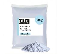 pilu cosmetic Poudre décolorante bleue sans poussière - 12 x 500 g - Dans un sachet - Éclaircissement doux - Jusqu'à 7 nuances - Blanchissement des cheveux avec teinte jaune - Sans poussière