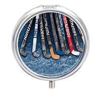 Pilules de hockey sur glace à 3 compartiments - Portable - Rond - Support de vitamines en métal - Organisateur décoratif