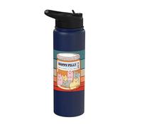 Pilules heureuses dessin animé chats pilule bouteille Stainless Steel Insulated Water Bottle