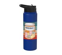 Pilules heureuses dessin animé chats pilule bouteille Stainless Steel Insulated Water Bottle