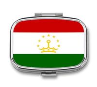 Pilulier 2 Compartiments Avec Drapeau De La République Du Tadjikistan Imprimé, Format Poche, Petit Organisateur De Pilules Pour Vitamines, Médicaments Et Compléments Alimentaires, Format Carré