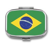 Pilulier 2 Compartiments Avec Drapeau Du Brésil Portable Glisser Dans Une Poche Ou Un Sac Main Organisateur De Pilules De Voyage Pour Vitamines Médicaments Et Compléments Alimentaires Forme Carrée