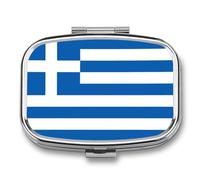 Pilulier 2 Compartiments Avec Drapeau Hellénique Portable Glisser Dans Une Poche Ou Un Sac Main Organisateur De Pilules De Voyage Pour Vitamines Médicaments Et Compléments Alimentaires Forme Carrée