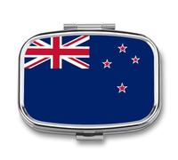 Pilulier 2 Compartiments Avec Drapeau Néo-Zélandais Imprimé Format Poche Petit Organisateur De Pilules Pour Les Voyages Idéal Pour Les Vitamines Médicaments Et Compléments Alimentaires Forme Carrée