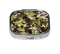 Pilulier 2 compartiments classique camouflage avec miroir Petit pilulier pour sac à main ou poche Organiseur de vitamines