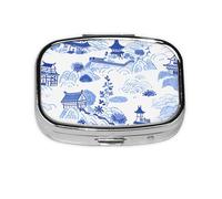 Pilulier 2 compartiments graffiti Architecture Tablet Box avec miroir Petit pilulier pour sac à main ou poche Organiseur de vitamines