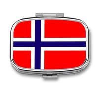 Pilulier 2 Compartiments, Imprimé Drapeau Du Royaume De Norvège, Portable, Pour Poche, Petit Organiseur De Pilules Pour Vitamines, Médicaments, Huile De Poisson Et Compléments Alimentaires, Carré