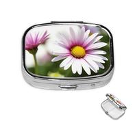 Pilulier 2 compartiments Mini pilulier en forme de marguerite pour sac à main en métal étanche pour voyage ou quotidien