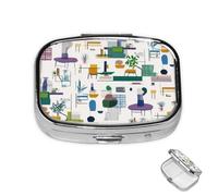 Pilulier 2 compartiments - Mini pilulier moderne du milieu du siècle - Pour sac à main - En métal - Étanche - Décoratif - Pour voyage ou quotidien