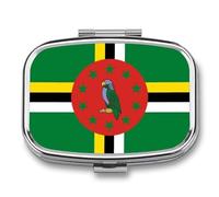 Pilulier 2 Compartiments, Petit Organisateur De Médicaments Carré Avec Drapeau De La Dominique, Idéal Pour Les Voyages Et Les Soins Quotidiens Boîte Pilules Portable Avec Miroir Et Format De Poche