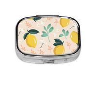 Pilulier 2 compartiments pour fruits d'été - Citrons jaunes frais - Organiseur portable
