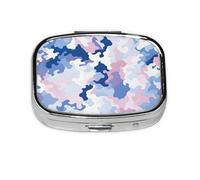 Pilulier 2 compartiments rose bleu camouflage avec miroir petit pilulier pour sac à main ou poche organisateur de vitamines