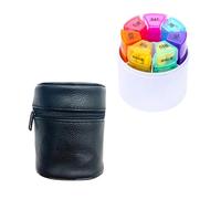 Pilulier 28 Compartiments Hebdomadaire Portable en PP PU Noir | Organisation Quotidienne sur Sept Jours, Lettres des Jours, avec Paquet Pu, pour Maison et Extérieur