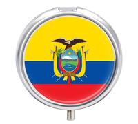 Pilulier 3 Compartiments Avec Drapeau De La République D'Équateur Portable Glisser Dans Une Poche Idéal Pour Voyages Et Pour Ranger Vitamines Médicaments Et Compléments Alimentaires Forme Ronde