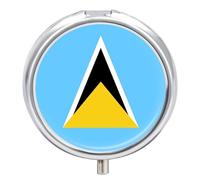 Pilulier 3 Compartiments Avec Drapeau De Sainte-Lucie Format Poche Petit Organisateur De Pilules Pour Les Voyages Idéal Pour Les Vitamines Médicaments Et Compléments Alimentaires Forme Ronde