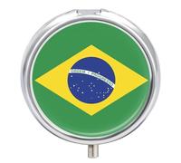 Pilulier 3 Compartiments Avec Drapeau Du Brésil Portable Et Facile Glisser Dans Une Poche Ou Un Sac Main Organisateur De Pilules Idéal Pour Vitamines MédicamentsCompléments Alimentaires Forme Ronde