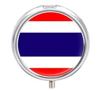 Pilulier 3 Compartiments Avec Drapeau Du Royaume De Thaïlande Imprimé, Format Poche, Petit Organisateur De Pilules Rond Pour Vitamines, Médicaments, Huile De Poisson, Compléments Alimentaires