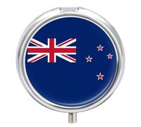 Pilulier 3 Compartiments Avec Drapeau Néo-Zélandais Imprimé Format Poche Petit Organisateur De Pilules Pour Les Voyages Idéal Pour Les Vitamines Médicaments Et Compléments Alimentaires Forme Ronde