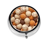 Pilulier 3 compartiments avec miroir 3D Baseball Tablet Box Petit organisateur de pilules pour sac à main et poche Organiseur de vitamines