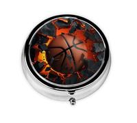 Pilulier 3 compartiments avec miroir 3D explosif Basketball Tablet Box Petit organisateur de pilules pour sac à main et poche Organiseur de vitamines