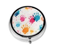 Pilulier 3 compartiments avec miroir coloré graffiti imprimé palmier petit pilulier pour sac à main et poche organisateur de vitamines