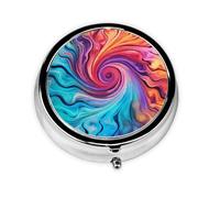 Pilulier 3 compartiments avec miroir coloré Tie-Dye arc-en-ciel Petit pilulier pour sac à main et poche Organiseur de vitamines