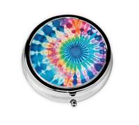 Pilulier 3 compartiments avec miroir coloré Tie Dye - Petit pilulier pour sac à main et poche - Organiseur de vitamines