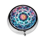 Pilulier 3 compartiments avec miroir Galaxy Boho Mandala Petit pilulier pour sac à main et poche Organiseur de vitamines
