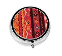 Pilulier 3 compartiments avec miroir graphique tribal Petit pilulier pour sac à main et poche Organiseur de vitamines
