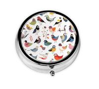 Pilulier 3 compartiments avec miroir Guide oiseau Petit pilulier pour sac à main et poche Organiseur de vitamines
