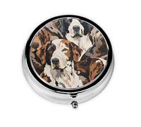 Pilulier 3 compartiments avec miroir marron Border Collie Petit pilulier pour sac à main et poche Organiseur de vitamines