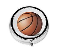 Pilulier 3 compartiments avec miroir - Petit pilulier de basket-ball pour sac à main et poche - Organiseur de vitamines