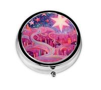 Pilulier 3 compartiments avec miroir Rose Magic Art Star City Petit pilulier pour sac à main et poche Organiseur de vitamines