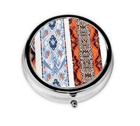 Pilulier 3 compartiments avec miroir style ethnique graphique petit pilulier pour sac à main et poche organisateur de vitamines