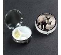 Pilulier 3 compartiments en forme d'animal d'Afrique du Sud - Pour sac à main ou poche - Petit organisateur de médicaments avec miroir - Boîte décorative en métal pour vitamines - Cadeau unique
