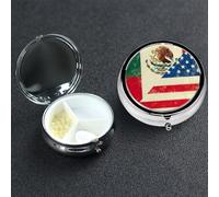 Pilulier 3 compartiments en métal avec drapeau mexicain américain pour sac à main ou poche, mini pilules de voyage portable pour contenir des suppléments, des vitamines, de l'huile de poisson