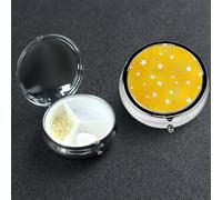 Pilulier 3 compartiments en métal jaune à paillettes pour sac à main ou poche, mini pilulier de voyage portable pour contenir des suppléments, des vitamines, de l'huile de poisson