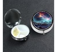 Pilulier 3 compartiments en métal pour médicaments 3D graphiques univers espace pilules étui pour sac à main ou poche Mini pilules de voyage portable pour contenir des suppléments, des vitamines, de