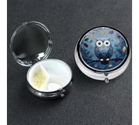 Pilulier 3 compartiments en métal pour sac à main, poche hibou, branches d'arbre, pilulier étanche pour médicaments, pilules de voyage pour contenir des suppléments, des vitamines, de l'huile de