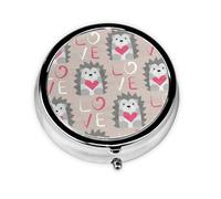 Pilulier 3 compartiments motif hérisson avec cœur LoveMeta, organiseur portable