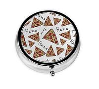 Pilulier 3 compartiments motif pizza pour poche ou portefeuille, boîte à pilules décorative en métal, organisateur de vitamines, cadeaux uniques