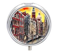 Pilulier 3 compartiments - Petit pilulier portable pour poche ou sac à main - Pilulier de voyage avec miroir - Grand canal d'été de Venise - Peinture à l'huile en Italie